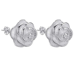 Lucky Silver - Silver Designer Rose Stud Earrings - LOCAL STOCK - LSE283