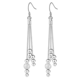 Lucky Silver - Silver Designer 3 String Beaded Earrings - LOCAL STOCK - LSE322