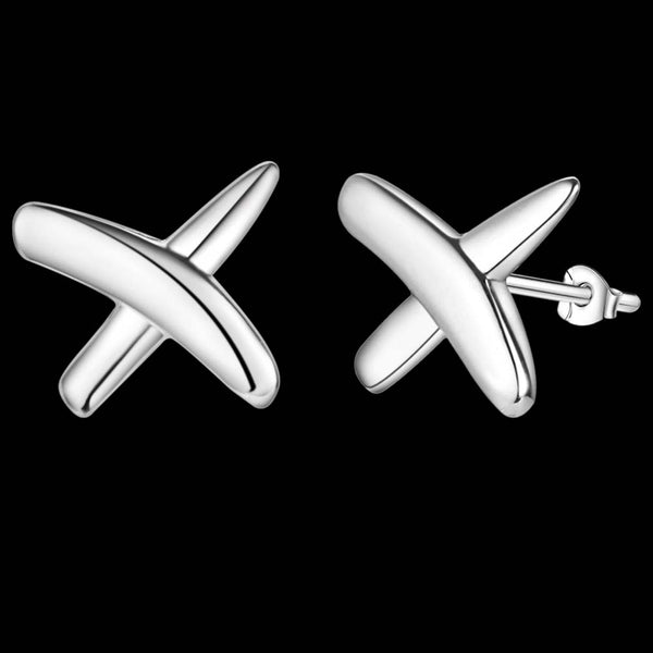 Lucky Silver - Silver Designer Cross Stud Earrings - LOCAL STOCK - LSE332