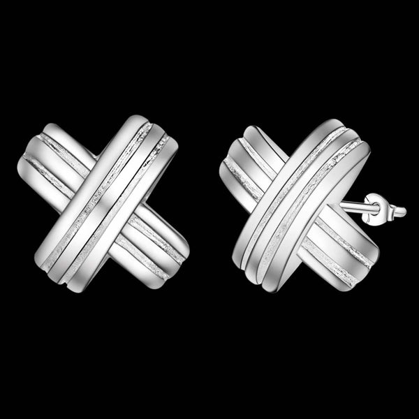 Lucky Silver - Silver Designer Solid Cross Stud Earrings - LOCAL STOCK - LSE335