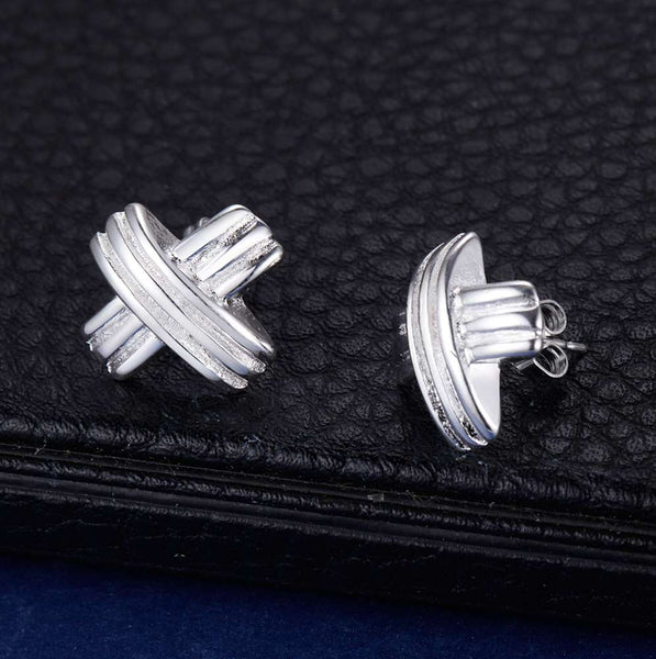 Lucky Silver - Silver Designer Solid Cross Stud Earrings - LOCAL STOCK - LSE335