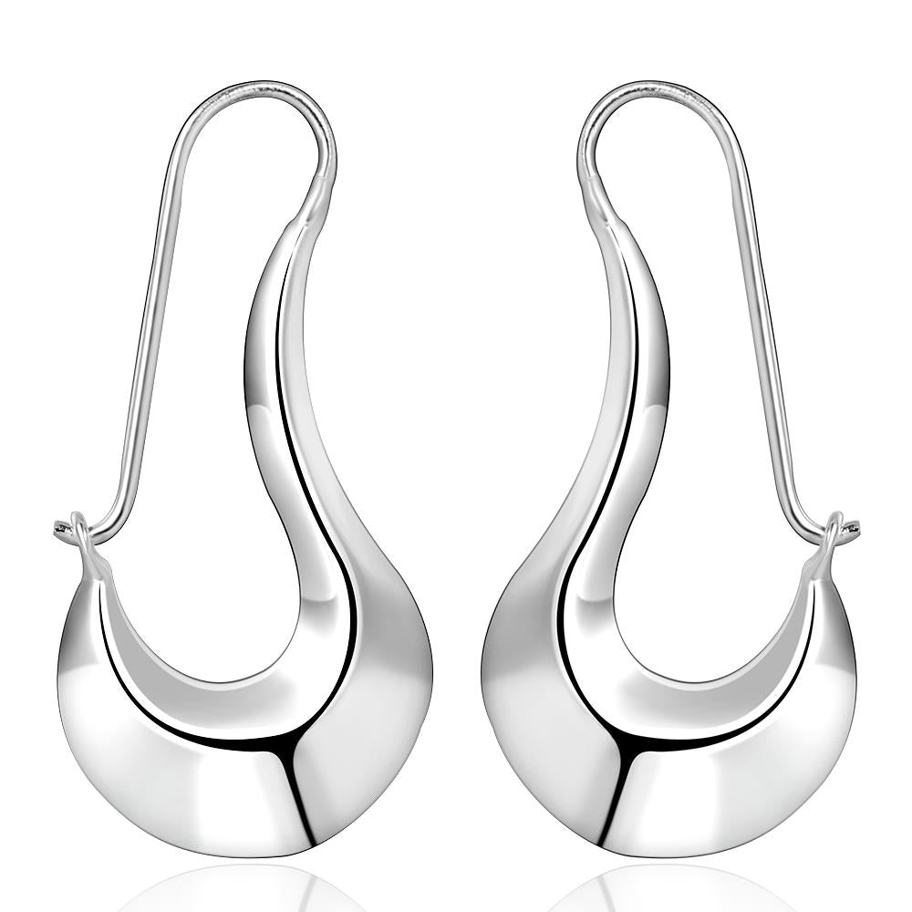 Lucky Silver - Silver Designer Shapely Hoop Earrings - LOCAL STOCK - LSE338