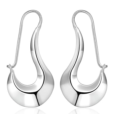 Lucky Silver - Silver Designer Shapely Hoop Earrings - LOCAL STOCK - LSE338