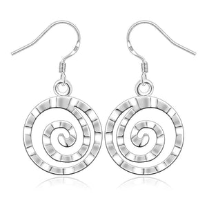 Lucky Silver - Silver Designer Round Swirl Dangle Earrings - LOCAL STOCK - LSE353