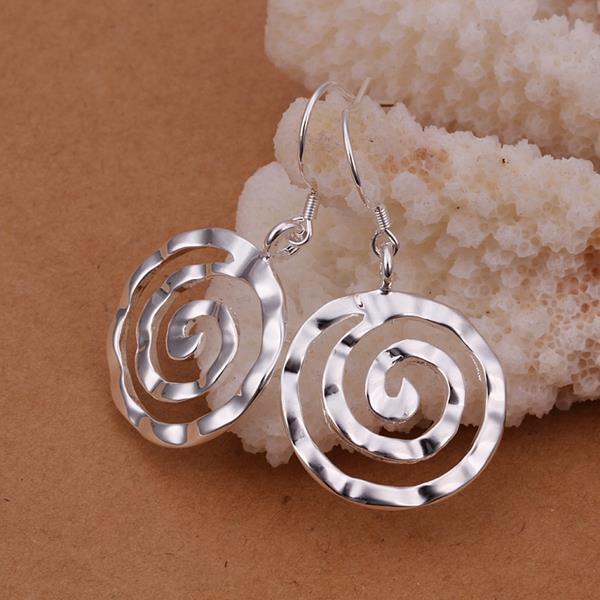 Lucky Silver - Silver Designer Round Swirl Dangle Earrings - LOCAL STOCK - LSE353