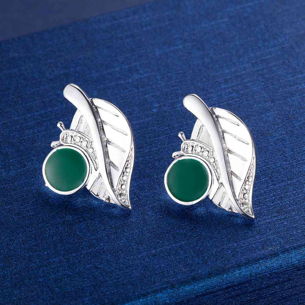 Lucky Silver - Silver Designer Stud Earrings - Green - LOCAL STOCK
