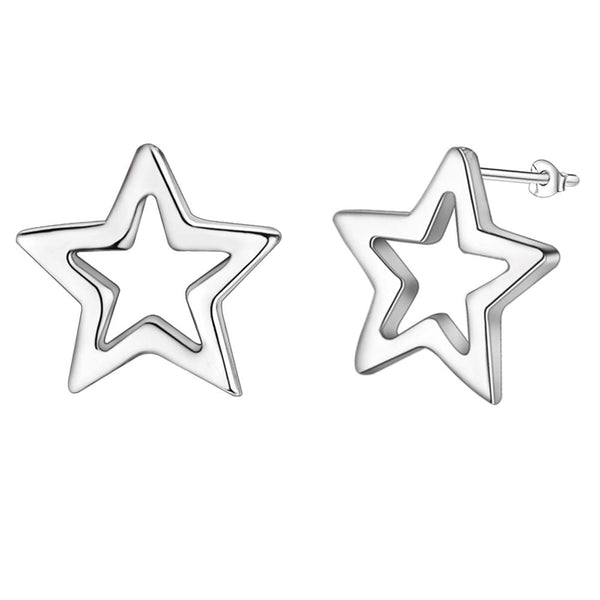 Lucky Silver - Silver Designer Open Star Stud Earrings - LOCAL STOCK - LSE446