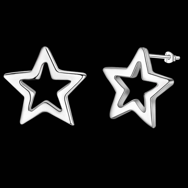 Lucky Silver - Silver Designer Open Star Stud Earrings - LOCAL STOCK - LSE446