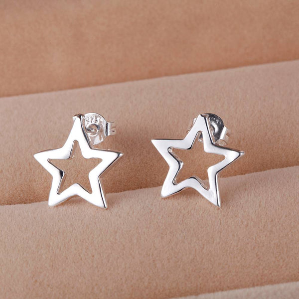 Lucky Silver - Silver Designer Open Star Stud Earrings - LOCAL STOCK - LSE446