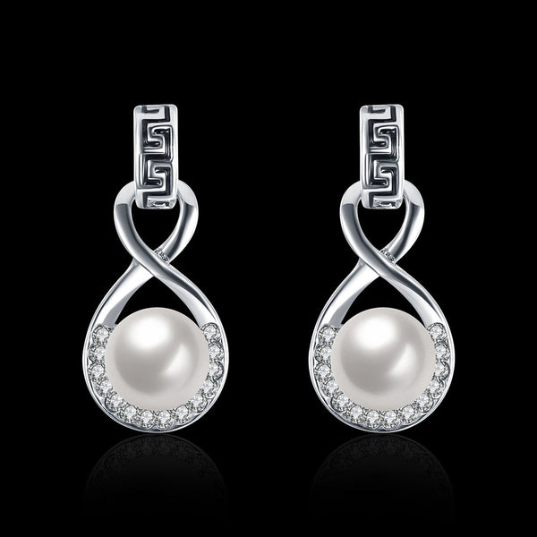 White Gold Earrings LSE496