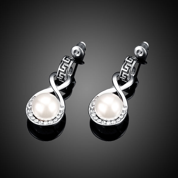 White Gold Earrings LSE496