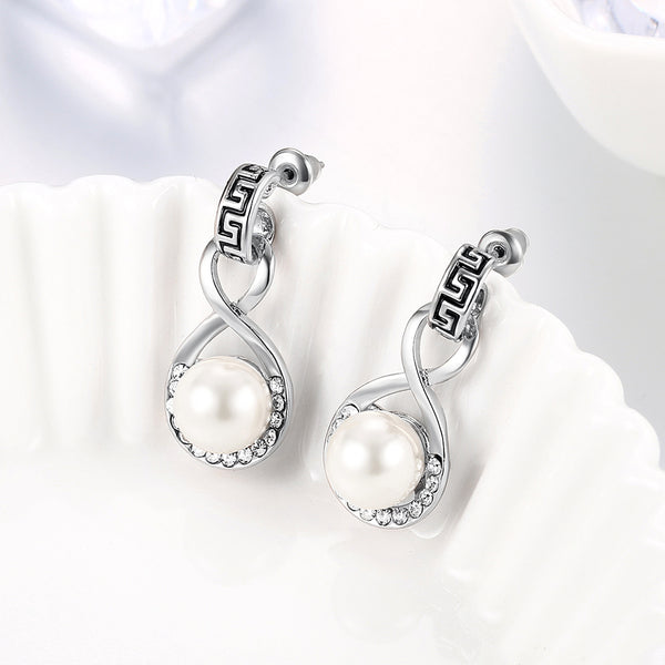 White Gold Earrings LSE496