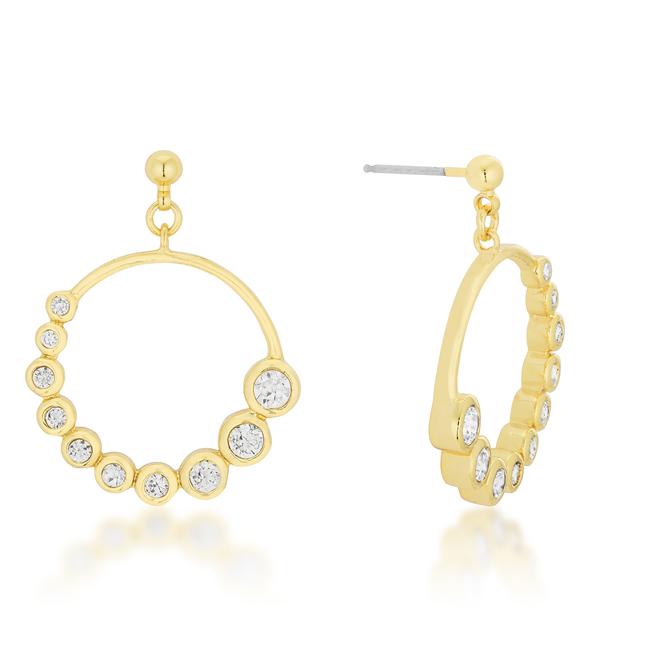 Golden Graduated Cubic Zirconia Circle Earrings - E50053G-C01