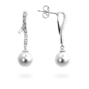Pearl Cubic Zirconia Dangle Earrings - E50054R-C84