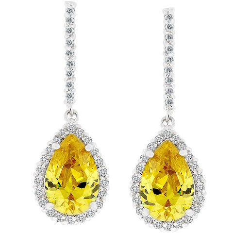 Canary Cubic Zirconia Drop Earrings - E50055R-C61