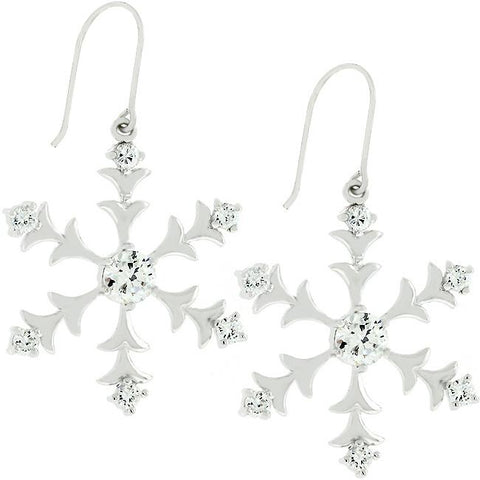 Silver Snowflake Dangle Earrings - E50059R-C01