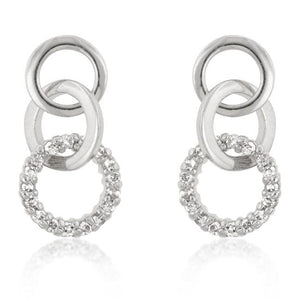 Rhodium Plated Finish Triplet Hooplet Earrings - E50097R-C01