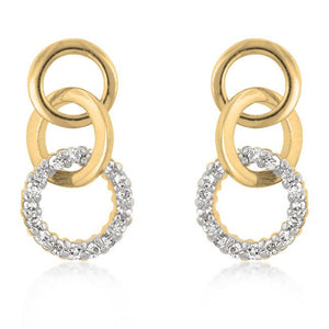 Goldtone Finish Triplet Hooplet Earrings - E50098T-C01