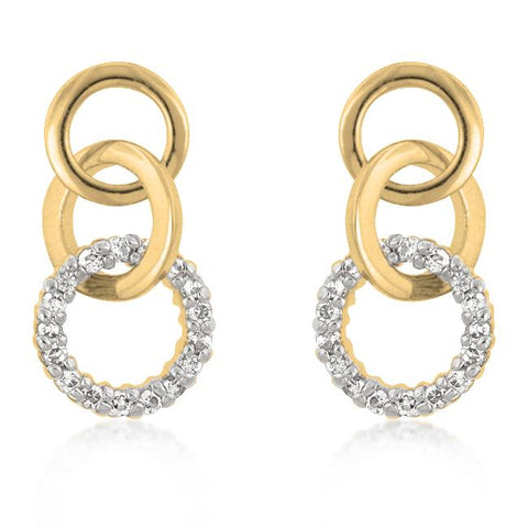 Goldtone Finish Triplet Hooplet Earrings - E50098T-C01