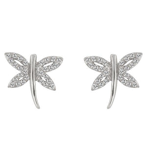 Cubic Zirconia Dragonfly Earrings - E50103R-C01