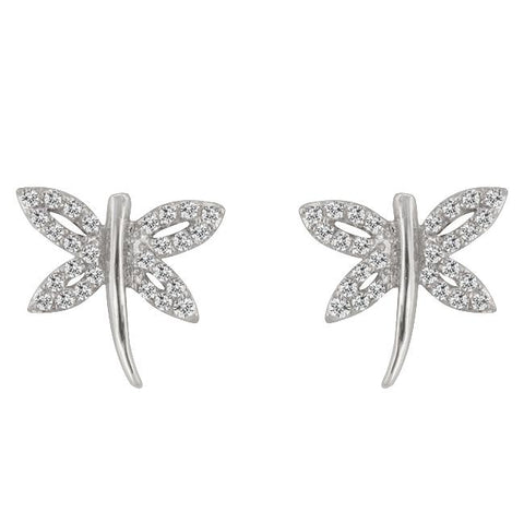 Cubic Zirconia Dragonfly Earrings - E50103R-C01
