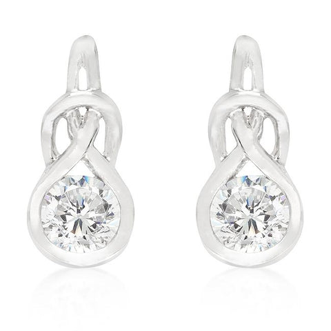 Solitaire Bezel Set Cubic Zirconia Earrings - E50131R-C01