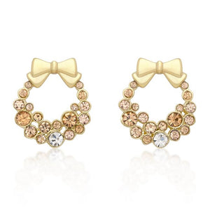 Holiday Wreath Champagne Crystal Earrings - E50160G-V02