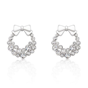 Holiday Wreath Clear Crystal Earrings - E50160R-C02