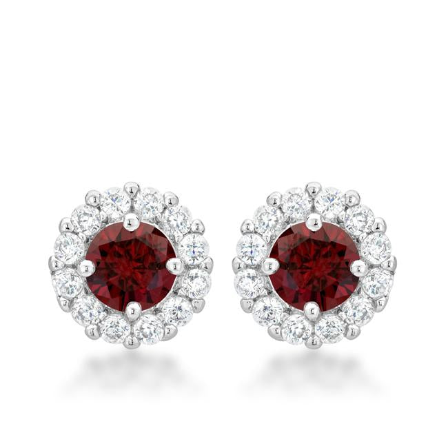 Bella Bridal Earrings in Garnet Red - E50163R-C13