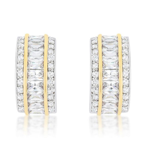 Two-Tone Three Row Earrings - E50167T-C01