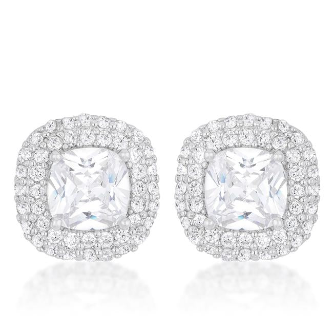 Cushion Pave Stud Earrings - E50171R-C01