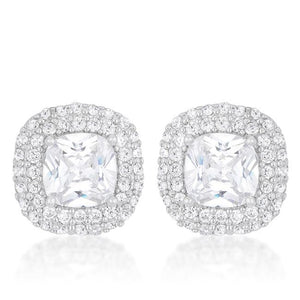 Cushion Pave Stud Earrings - E50171R-C01