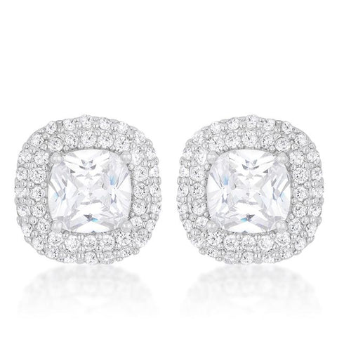 Cushion Pave Stud Earrings - E50171R-C01