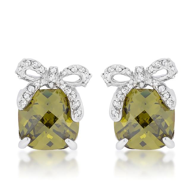 Olivine Drop Earrings with Bow - E50172R-C42