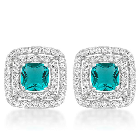 Aqua Halo Stud Earrings - E50173R-C32