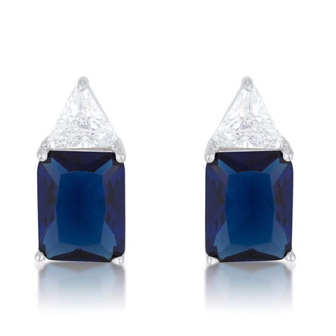 Classic Sapphire Cubic Zirconia Sterling Silver Stud Earrings - E50176RS-C30