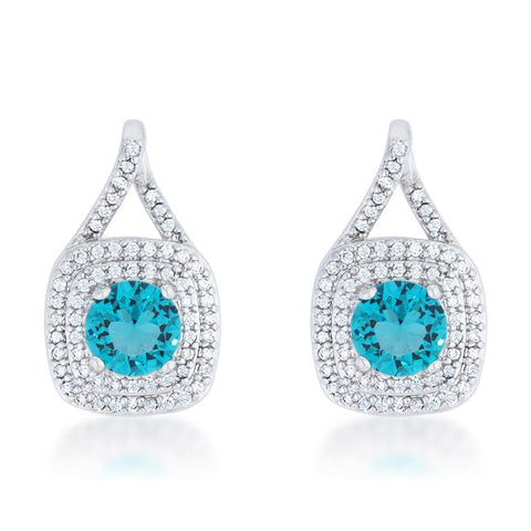 Christal 2.3ct Aqua CZ Rhodium Classic Drop Earrings - E50177R-C31