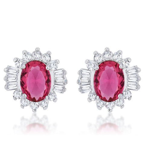 Chrisalee 3.3ct Ruby CZ Rhodium Classic Stud Earrings - E50179R-C17
