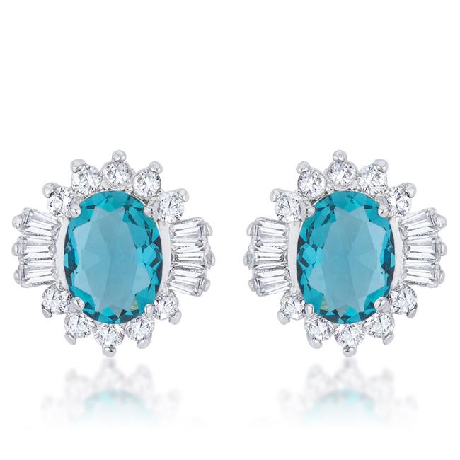 Chrisalee 3.3ct Aqua CZ Rhodium Classic Stud Earrings - E50179R-C32