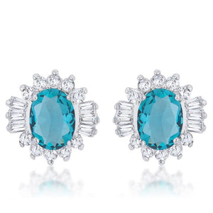 Chrisalee 3.3ct Aqua CZ Rhodium Classic Stud Earrings - E50179R-C32