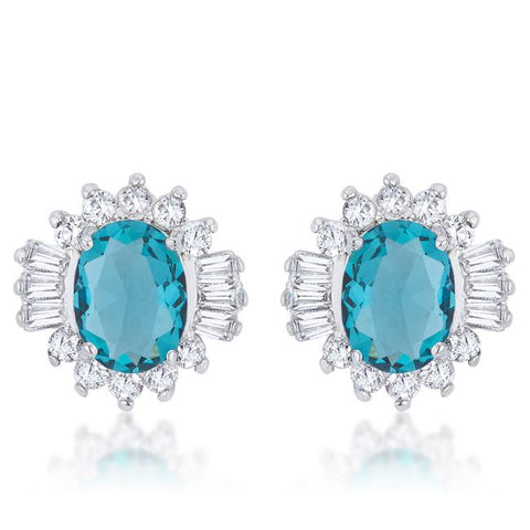 Chrisalee 3.3ct Aqua CZ Rhodium Classic Stud Earrings - E50179R-C32