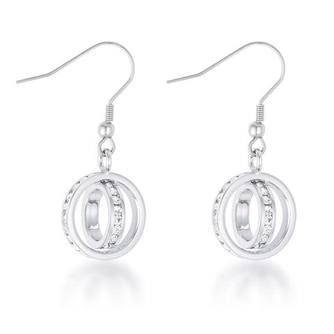 Tera 1.25ct CZ Rhodium Double Ring Drop Earrings - E50181R-C01
