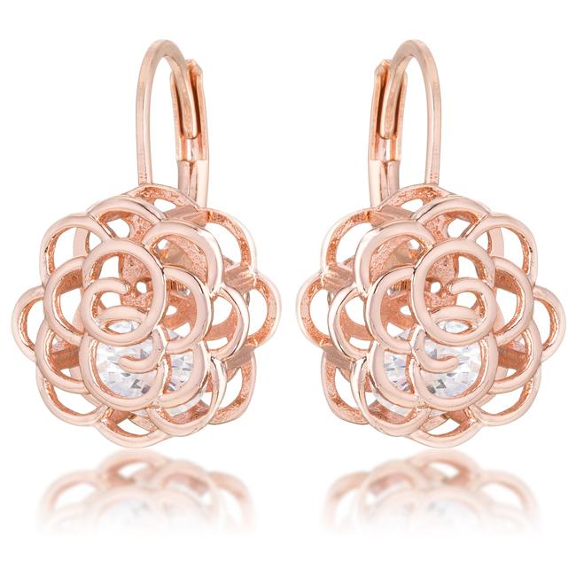 Maya 1.5ct CZ Rose Gold Rose Drop Earrings - E50182A-S01