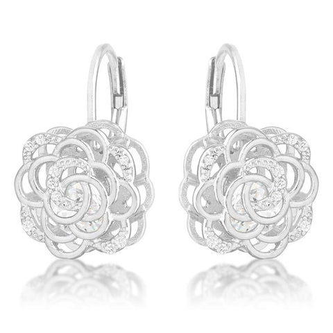 Maya 1.5ct CZ Rhodium Rose Drop Earrings - E50183R-C01