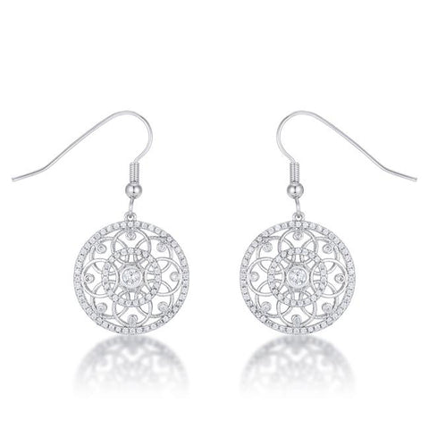 Interlocking Circle Rhodium and CZ Earrings .95 Ct - E50185R-C01