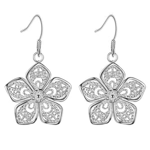 Lucky Silver - Silver Designer 5 Petal Flower Earrings - LOCAL STOCK - LSE506
