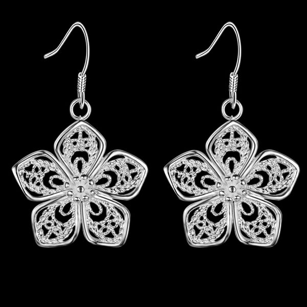 Lucky Silver - Silver Designer 5 Petal Flower Earrings - LOCAL STOCK - LSE506