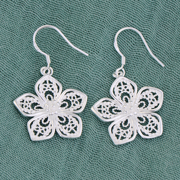 Lucky Silver - Silver Designer 5 Petal Flower Earrings - LOCAL STOCK - LSE506