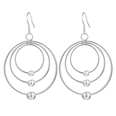 Lucky Silver - Silver Designer 3 Hoop Dangle Earrings - LOCAL STOCK - LSE541