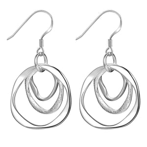 Lucky Silver - Silver Designer 3 Ring Earrings - LOCAL STOCK - LSE542